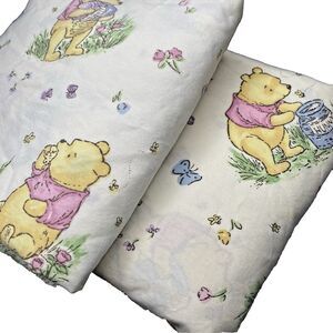 Disney CLASSIC POOH Crib Sheets Set 2 Fitted Red Calliope 1998 Beige Nursery